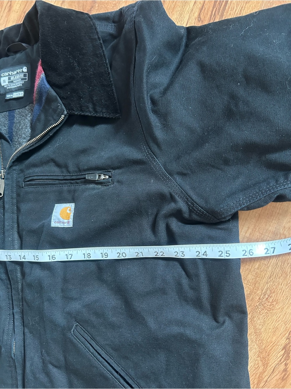 Carhartt Detroit Corduroy Collar Blanket Lined Black Canvas Jacket Mens Size XL - Picture 9 of 10
